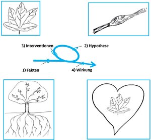 Waldcoaching Grafik Reflexionsschleife Ahornblatt Knospe Herz